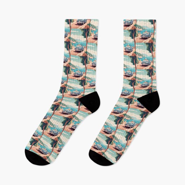 Item preview, Capri. Retro vintage illustration of a girl in a light blue car. designed and sold by GoldenTimesCafe.