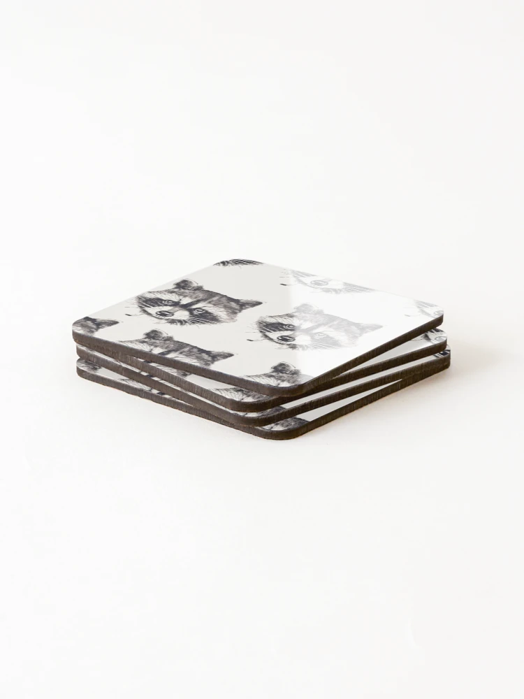 Thumbnail 4 of 5, Coasters (Set of 4), Tiled Racoon Pattern designed and sold by dcrc.