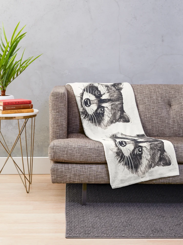 Thumbnail 2 of 6, Throw Blanket, Tiled Racoon Pattern designed and sold by dcrc.