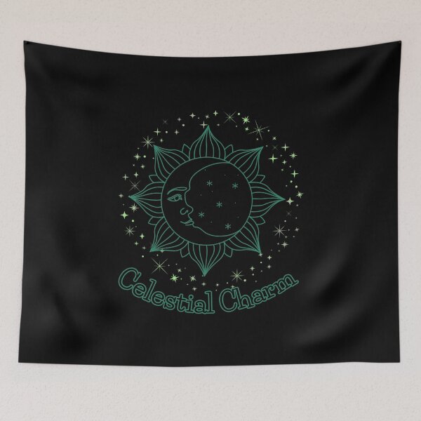 Item preview, Celestial  Colourful  green Cute  design with moon and Flower and stars  2 designed and sold by CosmicNook1.