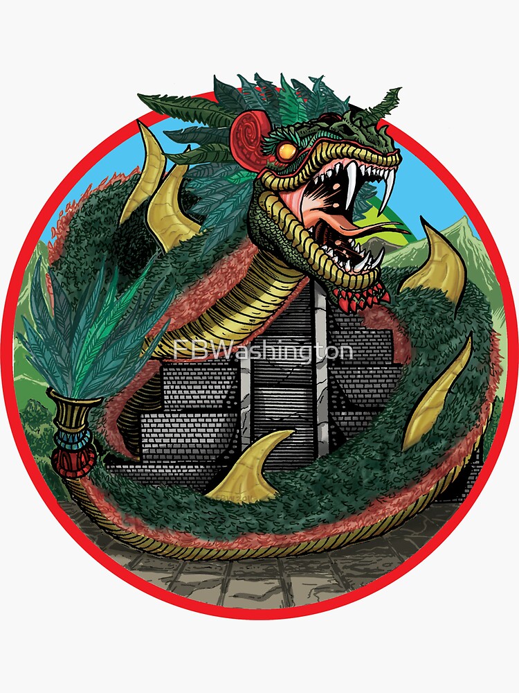 Thumbnail 3 of 3, Sticker, Quezacoatl Watching designed and sold by FBWashington.