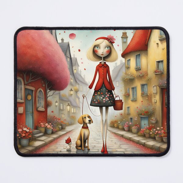 Item preview,  Doll next to a red mushroom house in a cute street designed and sold by Coolparrotgirl.