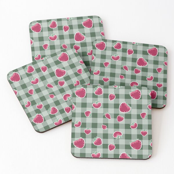 Item preview, Strawberry Picnic on Dark Green Gingham designed and sold by KarenEHaley.