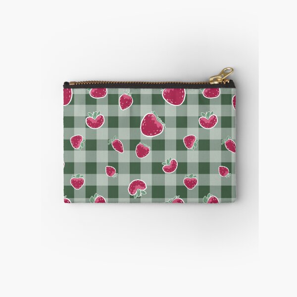 Item preview, Strawberry Picnic on Dark Green Gingham designed and sold by KarenEHaley.