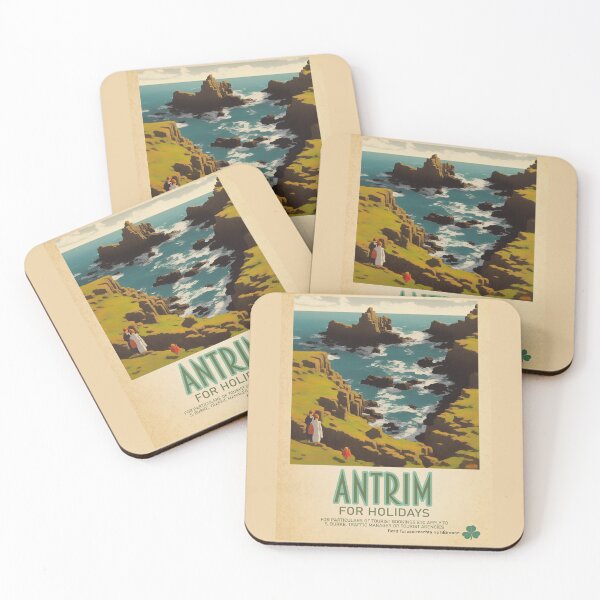 Item preview, Antrim  Vintage Irish Tourism Poster designed and sold by REAL IRISH GIFTS.