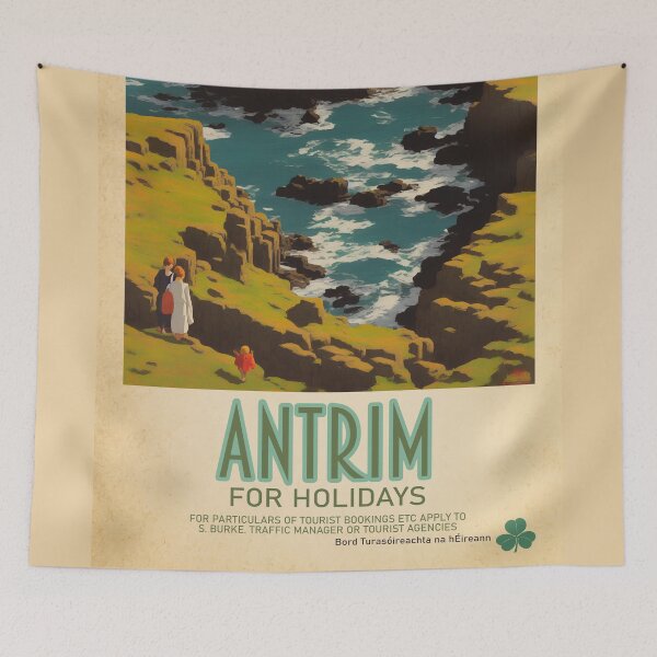 Item preview, Antrim  Vintage Irish Tourism Poster designed and sold by REAL IRISH GIFTS.
