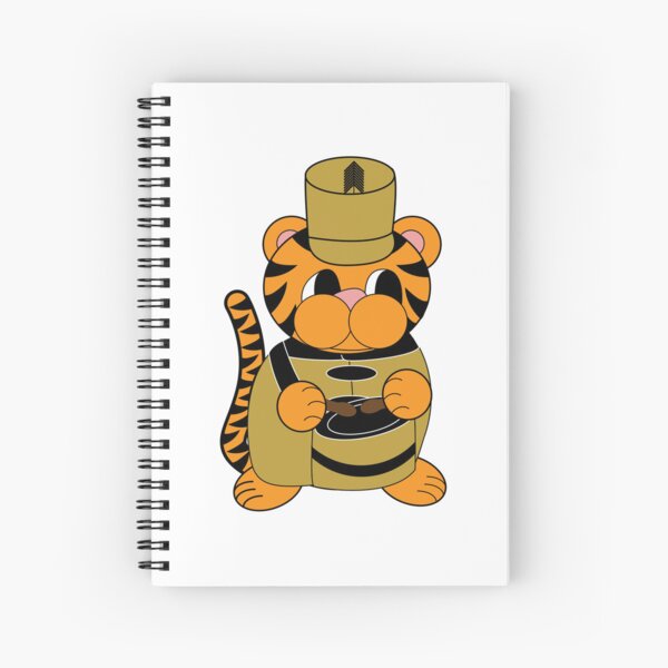 Marching Band Tiger Drum Gold and Black Spiral Notebook
