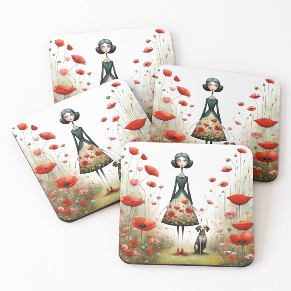 Item preview, Doll with dog and poppies designed and sold by Coolparrotgirl.
