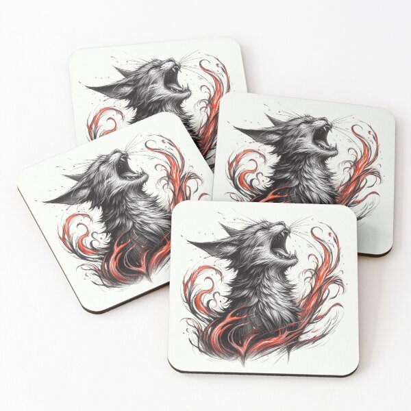 Item preview, Fiery Feline Roar - Monochrome Art designed and sold by RuyaFab.