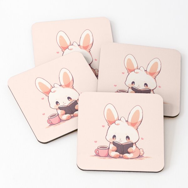 Item preview, Cute Kawaii Bunny Rabbit Reading a Book designed and sold by CozyKawaiiArt.