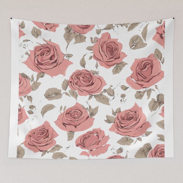 Item preview, Vintage Retro Red Roses Big Pattern designed and sold by Trendz by Ami.