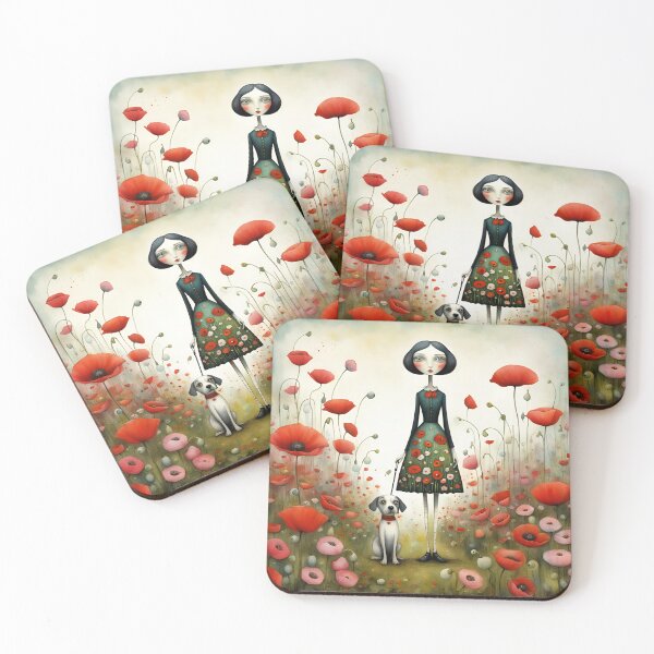 Item preview,  Doll with white dog and poppies designed and sold by Coolparrotgirl.
