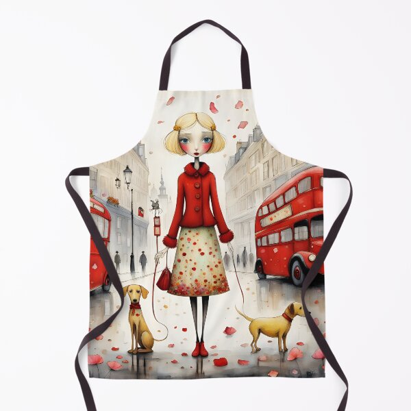 Item preview, Blond doll with dogs in London with red bus designed and sold by Coolparrotgirl.