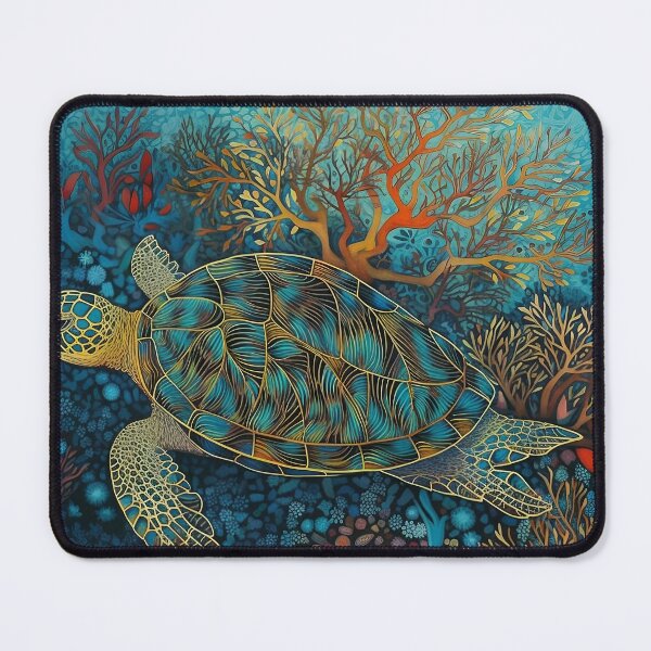 Item preview, Sea turtle swimming through coral and sea fans designed and sold by dcrc.