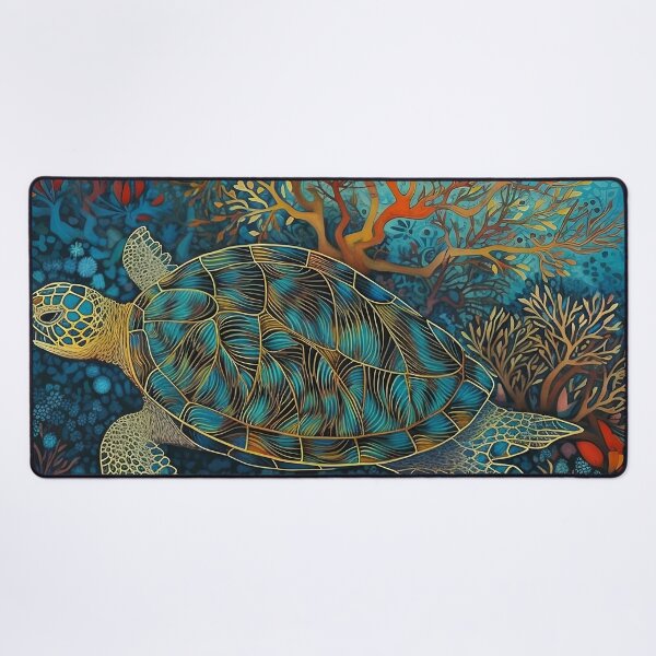 Item preview, Sea turtle swimming through coral and sea fans designed and sold by dcrc.