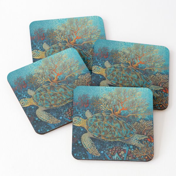 Item preview, Sea turtle swimming through coral and sea fans designed and sold by dcrc.