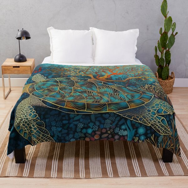 Item preview, Sea turtle swimming through coral and sea fans designed and sold by dcrc.