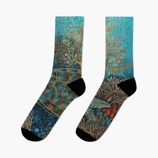 Item preview, Sea turtle swimming through coral and sea fans designed and sold by dcrc.