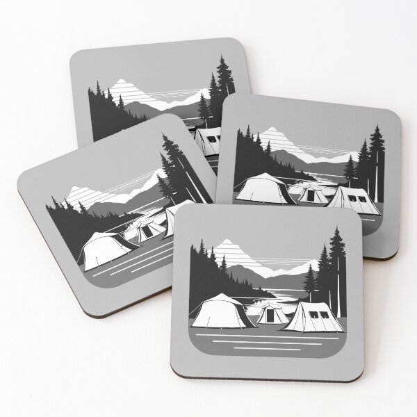 Item preview, Camping Outside Black and White - Campsite designed and sold by greenwhite25.