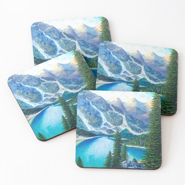 Item preview, Beautifully painted snow-capped mountains with Christmas trees. Painting with paint. Mountain Lake designed and sold by loginovart.