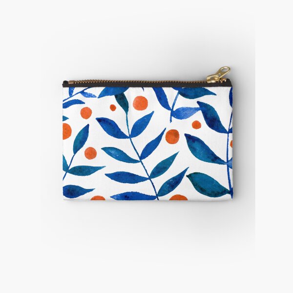 Aperçu de l'œuvre Baies et branches aquarelles - bleu et orange créée et vendue par wackapacka.