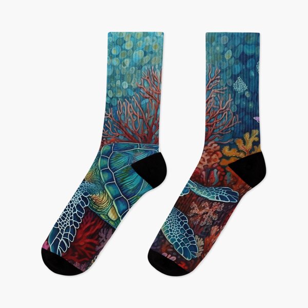 Item preview, Sea turtle swimming through coral and sea fans designed and sold by dcrc.