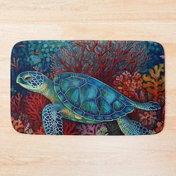 Item preview, Sea turtle swimming through coral and sea fans designed and sold by dcrc.