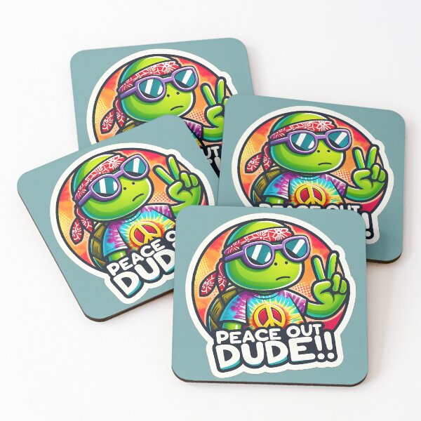 Item preview, Peace Out Dude: A Hippie Turtle with Two Fingers Up designed and sold by Pickmash.