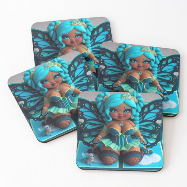 Item preview, Burlesque 3D Popup Book Fairy with Cyan Hair and Fairy Dog FF056 designed and sold by FairytalePress.