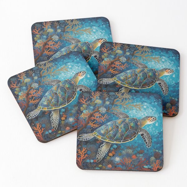 Item preview, Sea turtle swimming through coral and sea fans designed and sold by dcrc.