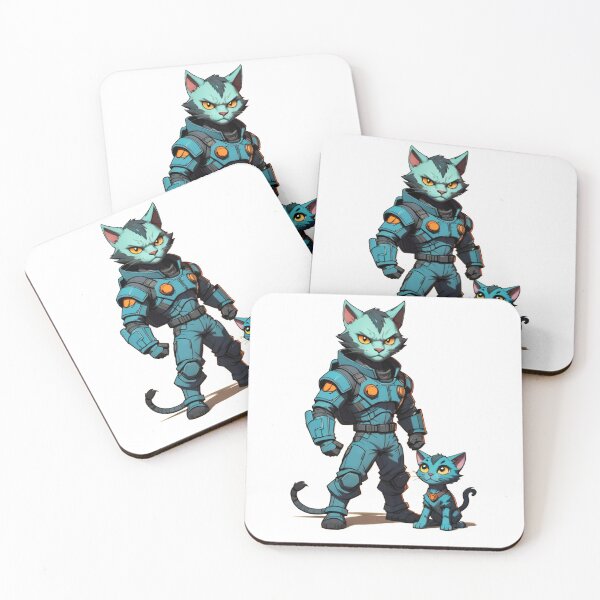 Item preview, Beautiful futurist cat and little cat designed and sold by Blue-Fall.
