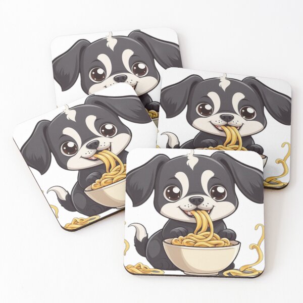 Item preview, Cute dog eating noodles designed and sold by LykosShop.