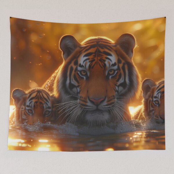 Item preview, A TIGER'S FAMILY AT DUSK designed and sold by ArtbyRolleen.