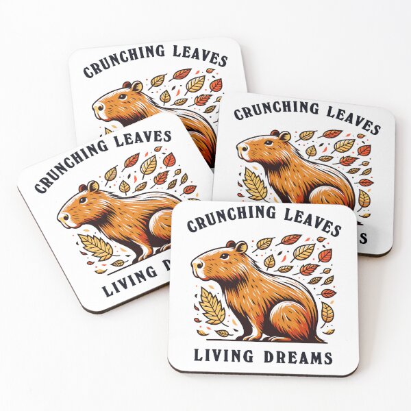 Item preview, Capybara With Leaves Crunching Leaves designed and sold by CosyTeal.