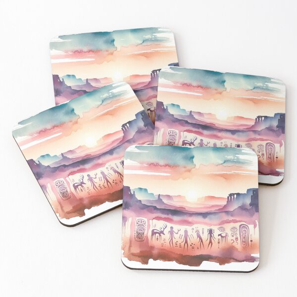Item preview, Southwest Landscape Watercolors design Petroglyph images designed and sold by Rtim1230.