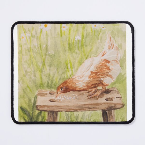 Item preview, Chicken on a Bench Watercolor designed and sold by Cornflowersart.