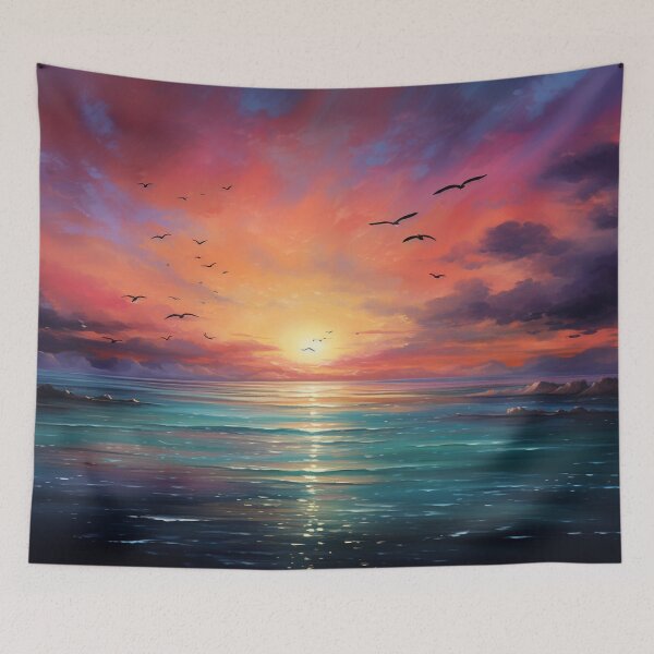 Item preview, Multicolored ocean with sunset on the horizon designed and sold by The-Gifted.