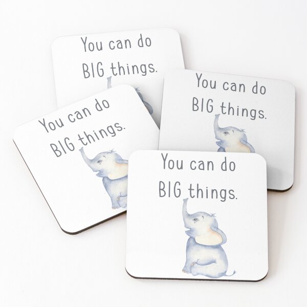 Item preview, You Can Do Big Things quote with Watercolor Elephant  designed and sold by PeppermintCreek.