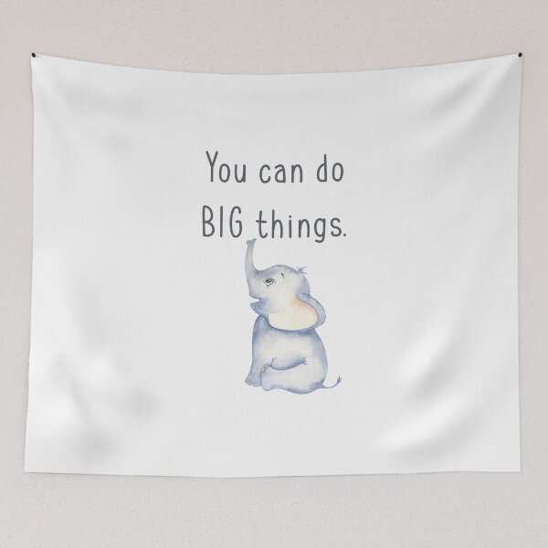 Item preview, You Can Do Big Things quote with Watercolor Elephant  designed and sold by PeppermintCreek.