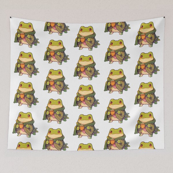 Item preview, Cute Kawaii Tree Frog Froggy Drinking Tea designed and sold by CozyKawaiiArt.