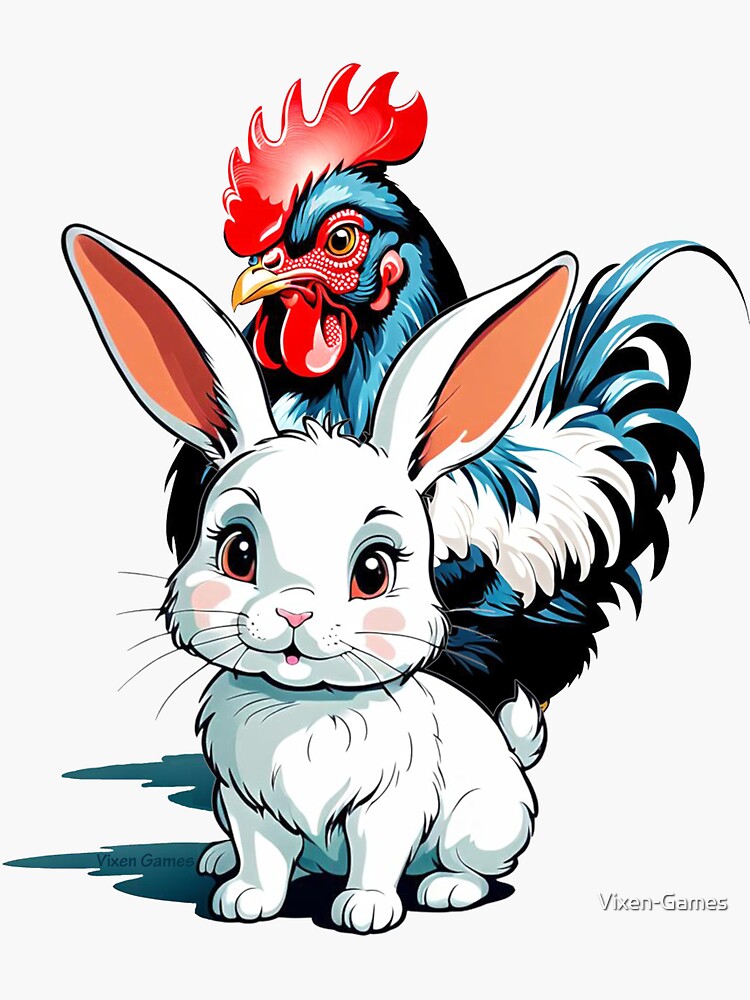 Thumbnail 3 of 3, Sticker, Snow Bunny and Black cock designed and sold by Vixen-Games.