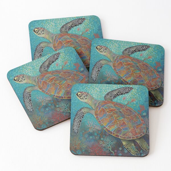 Item preview, sea turtle swimming through coral and sea fans designed and sold by dcrc.