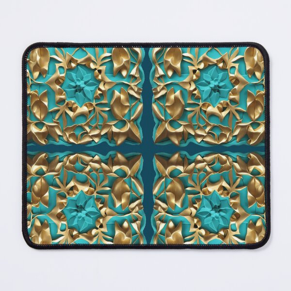 Item preview, Turquoise and Gold Leaf Repeat Pattern designed and sold by ComicJo.
