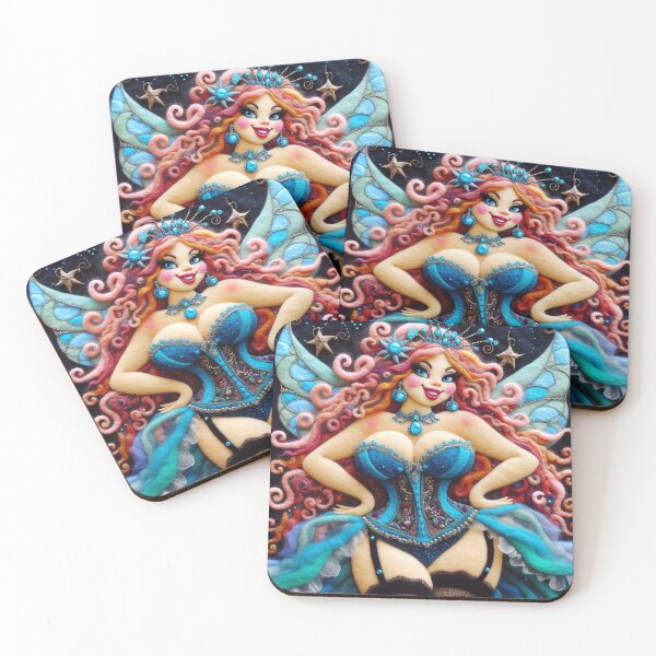 Item preview, Blue Burlesque Fairy with Stained Glass Wings designed and sold by FairytalePress.