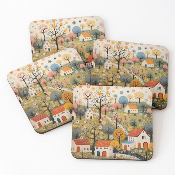 Item preview, Springtime Floral Folk Art Village designed and sold by Neika Shimm Designs.