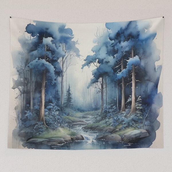Item preview, Blue forest watercolor  designed and sold by shokA Design.
