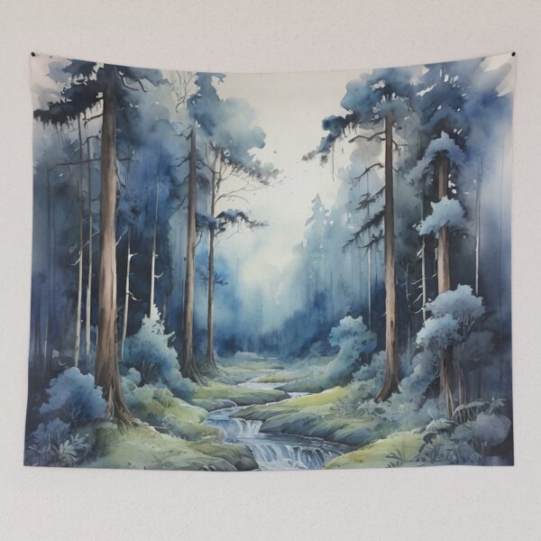 Item preview, Blue forest watercolor  designed and sold by shokA Design.