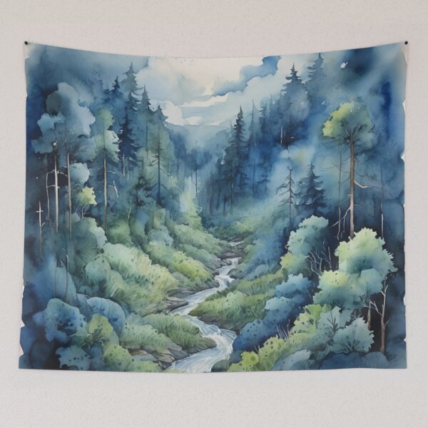 Item preview, Blue forest watercolor  designed and sold by shokA Design.
