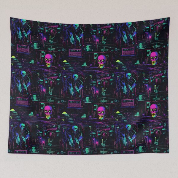 Item preview, Computer virus - synthwave cyberpunk pattern designed and sold by GlitchGrotesque.