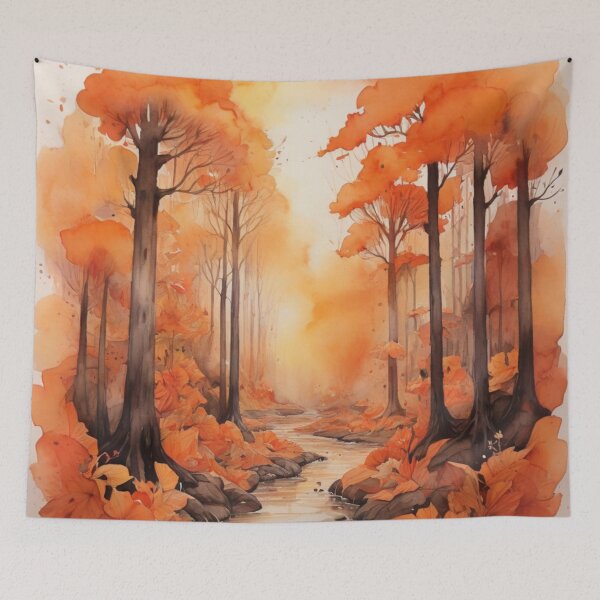 Item preview, Orange colour forest watercolor  designed and sold by shokA Design.